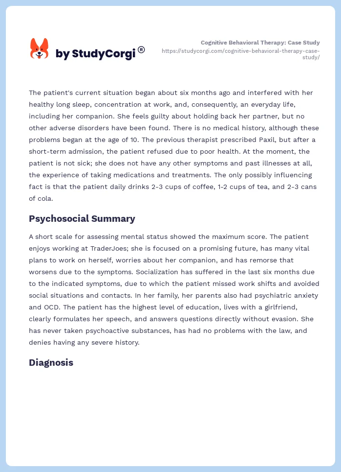 Cognitive Behavioral Therapy: Case Study. Page 2