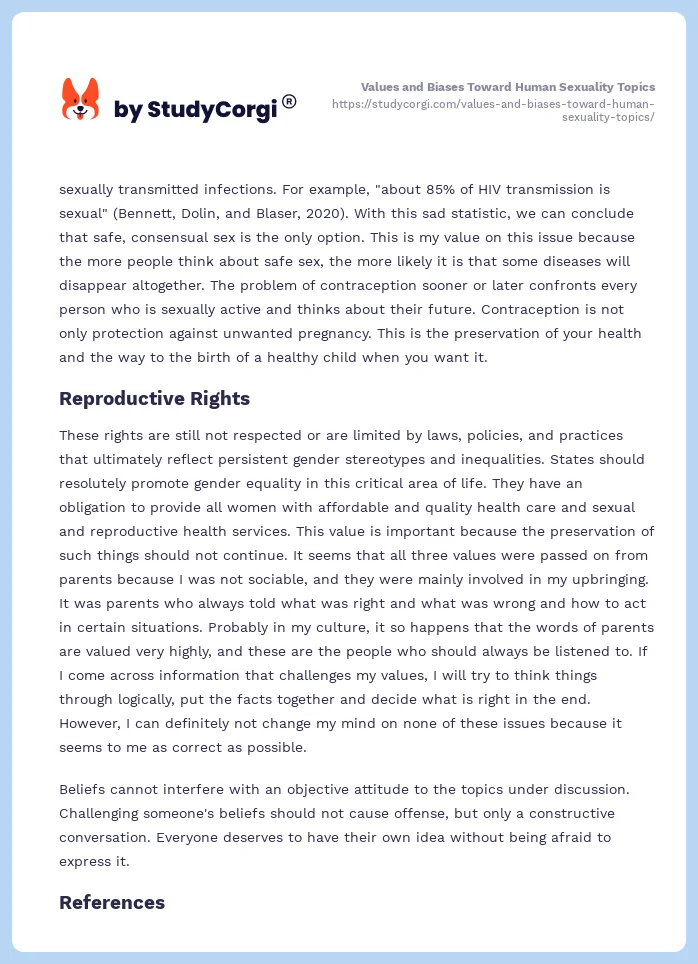 Values and Biases Toward Human Sexuality Topics. Page 2