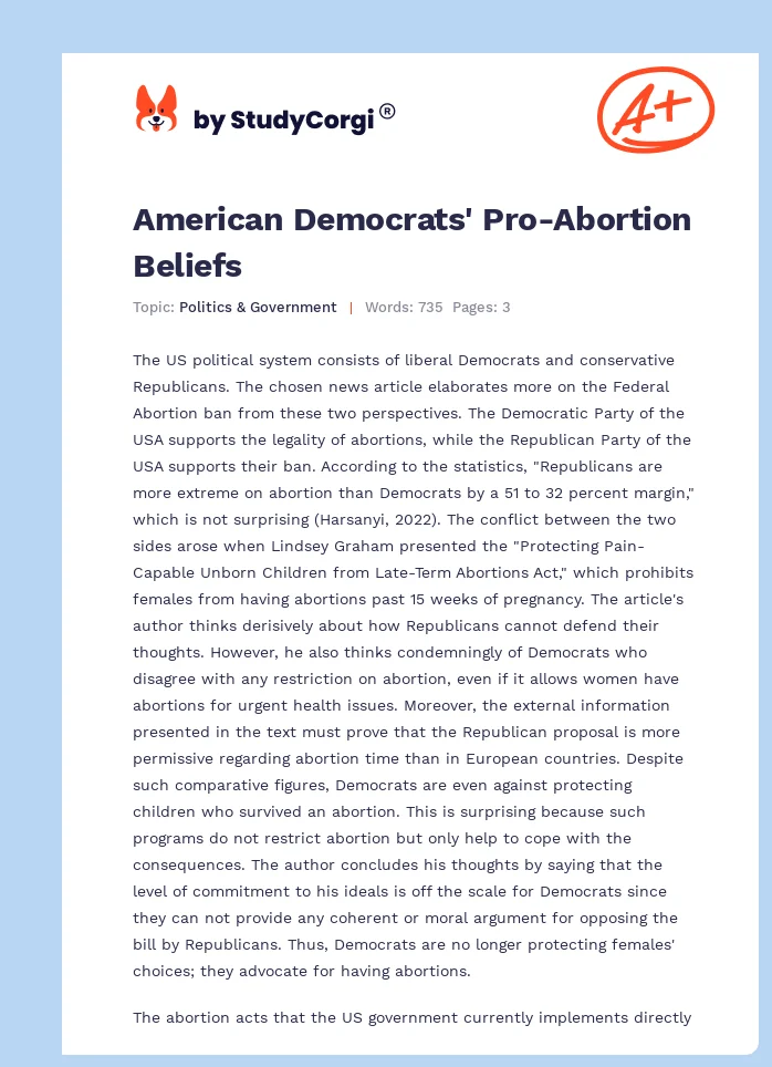 American Democrats' Pro-Abortion Beliefs. Page 1