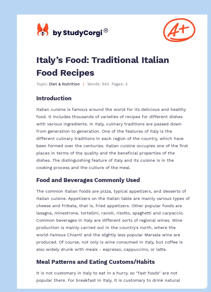Italy’s Food: Traditional Italian Food Recipes. Page 1