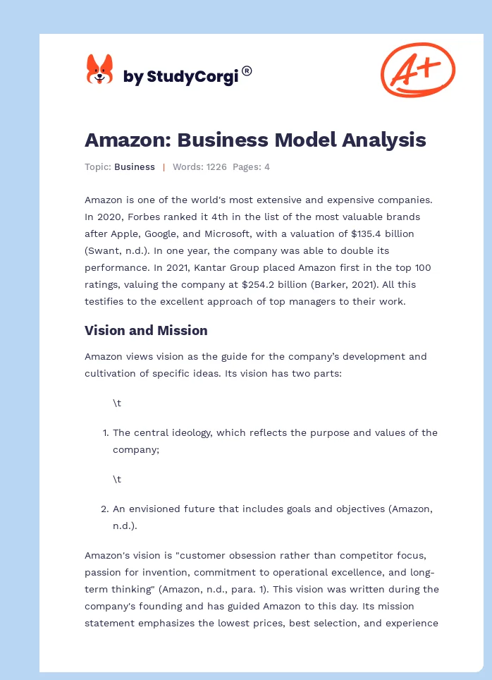 Amazon: Business Model Analysis. Page 1