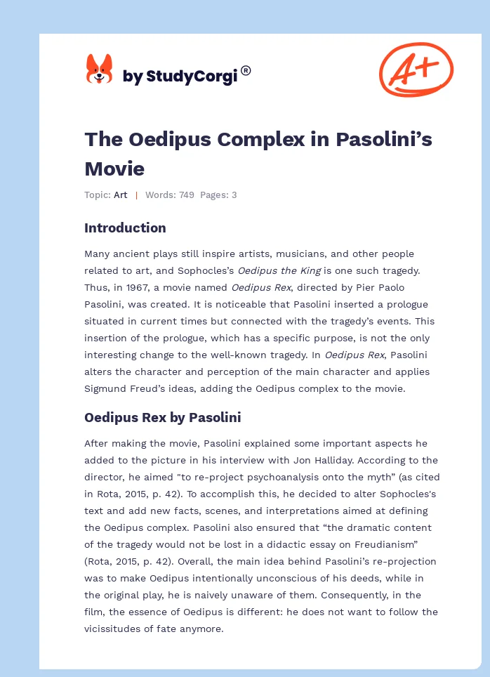 The Oedipus Complex in Pasolini’s Movie. Page 1