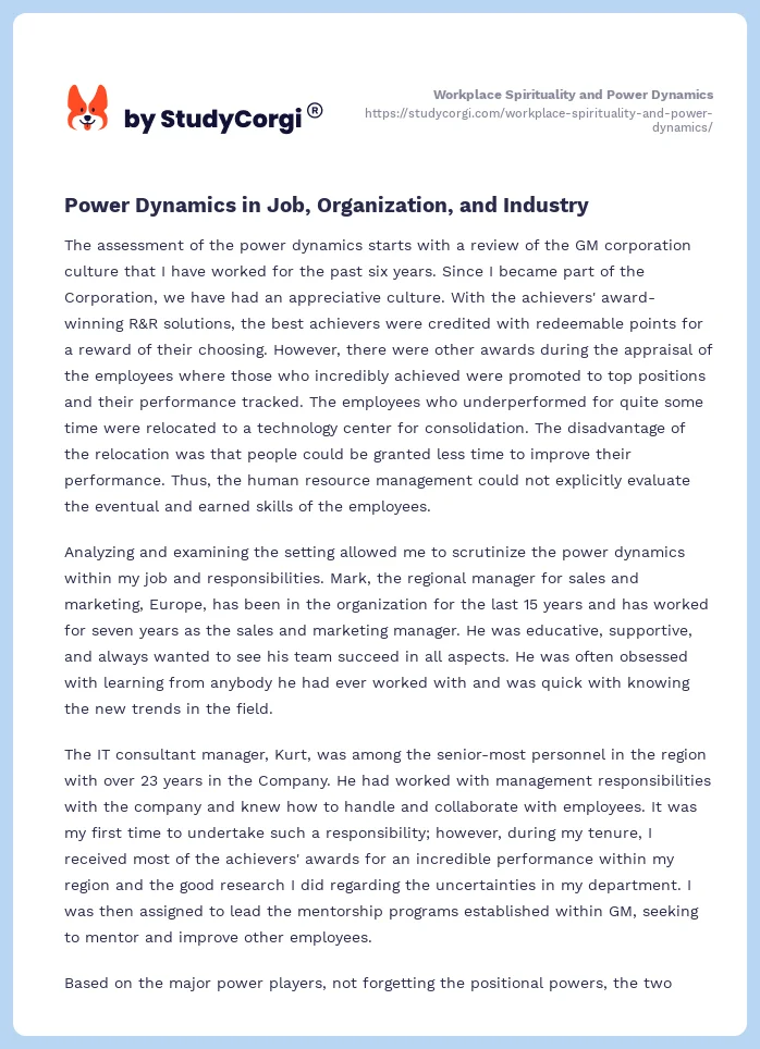 Workplace Spirituality and Power Dynamics. Page 2
