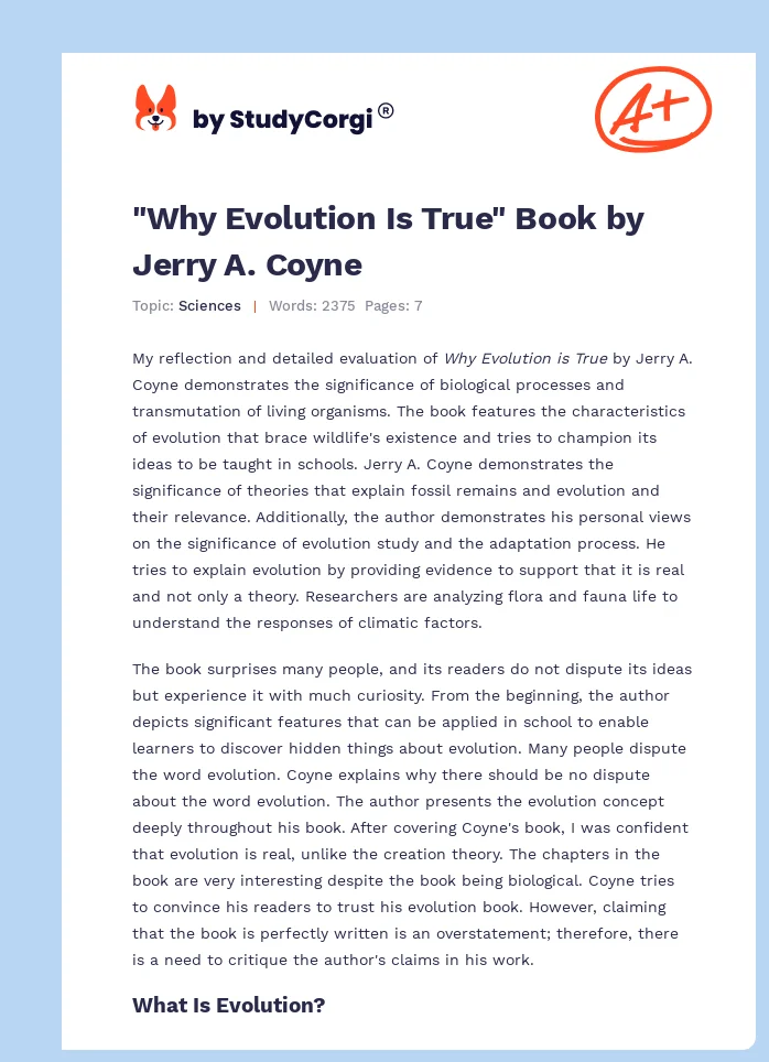 "Why Evolution Is True" Book by Jerry A. Coyne. Page 1
