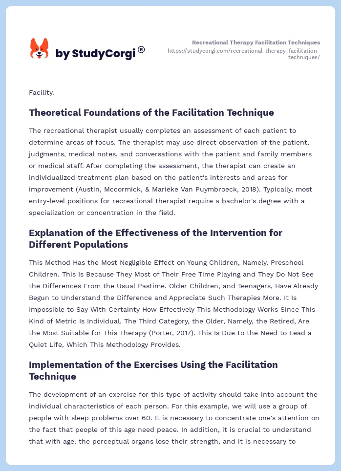 Recreational Therapy Facilitation Techniques. Page 2