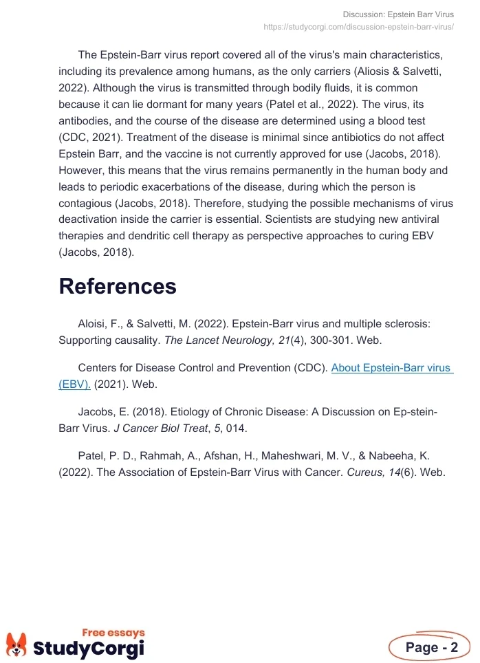 Discussion: Epstein Barr Virus. Page 2