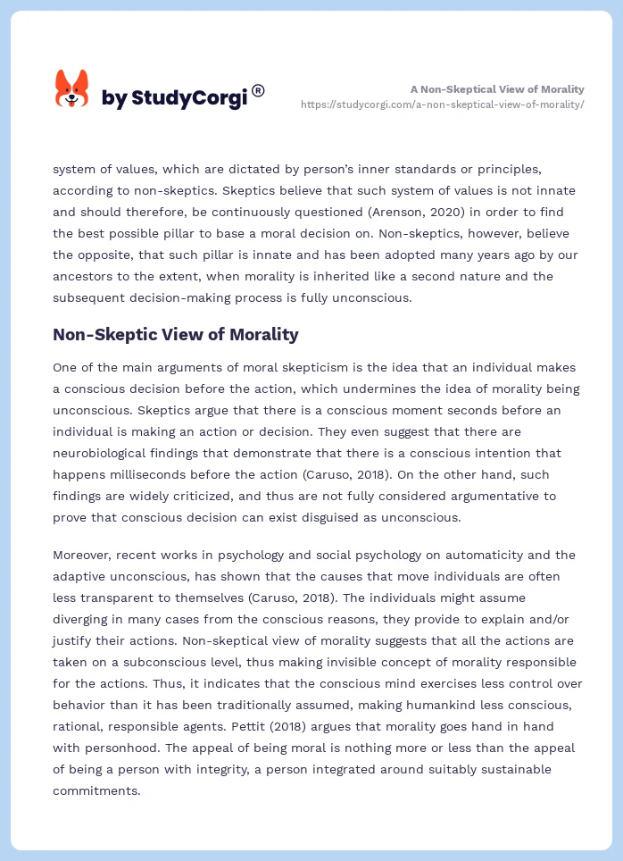 A Non-Skeptical View of Morality. Page 2