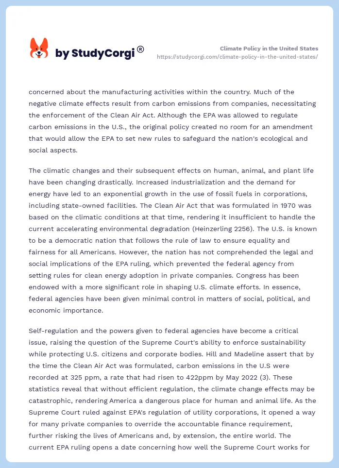 Climate Policy in the United States. Page 2