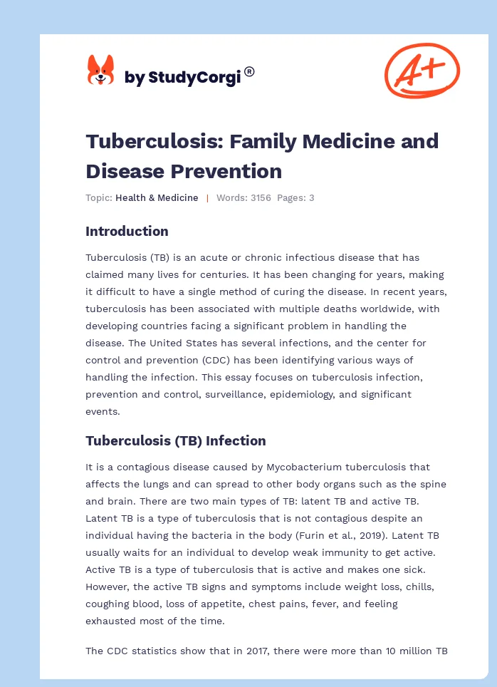 Tuberculosis: Family Medicine and Disease Prevention. Page 1