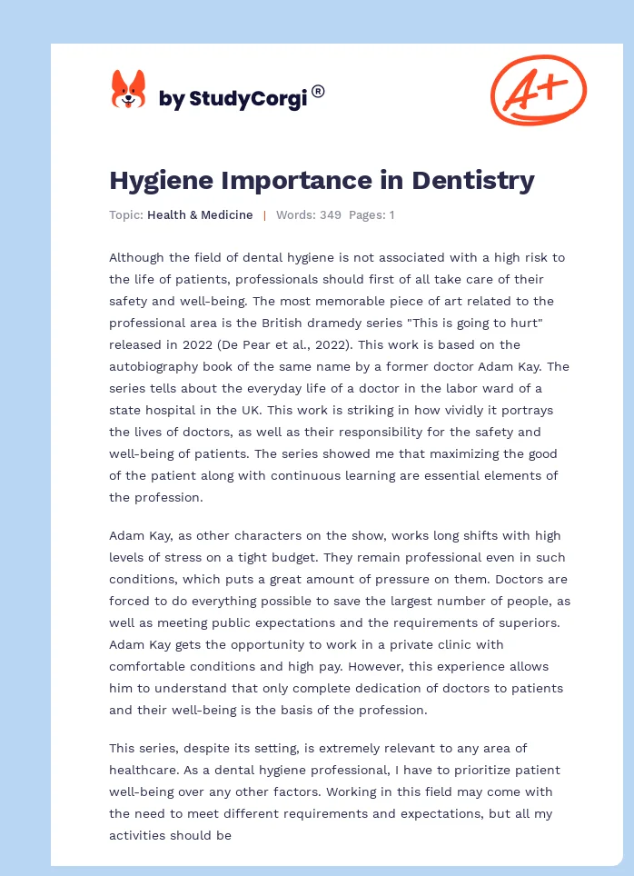 Hygiene Importance in Dentistry. Page 1