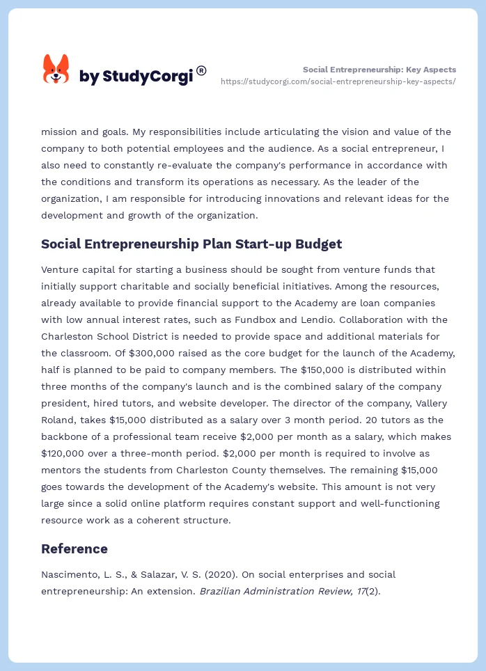 Social Entrepreneurship: Key Aspects. Page 2