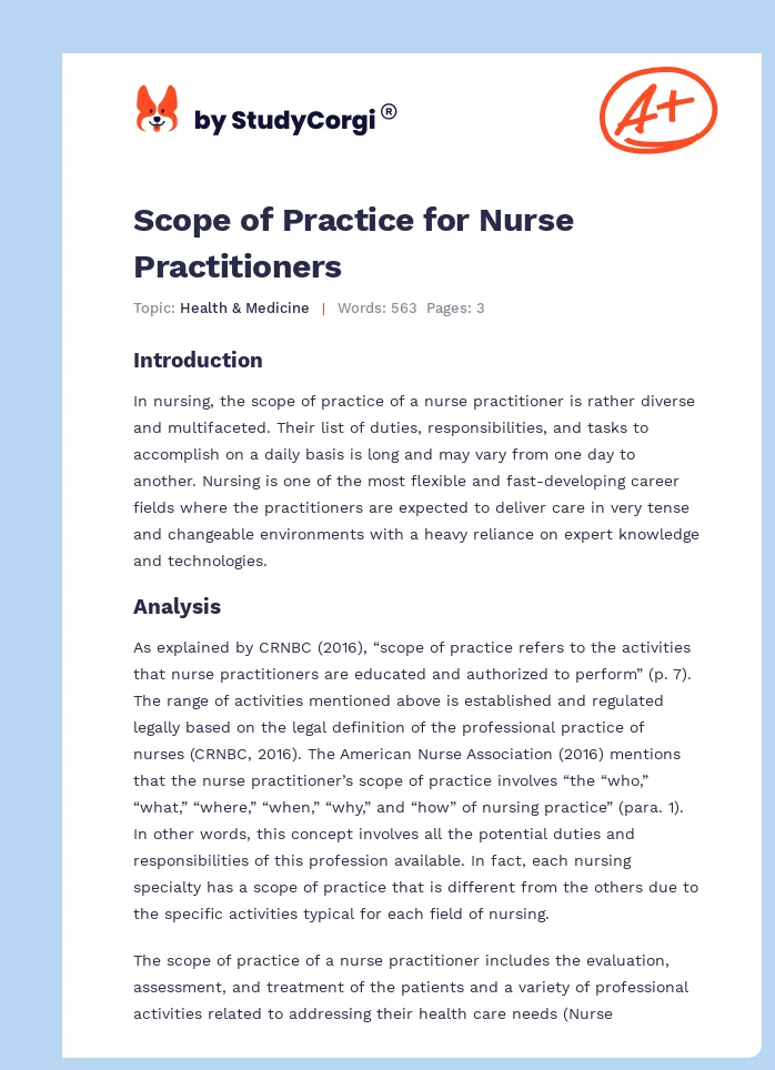 Scope of Practice for Nurse Practitioners. Page 1
