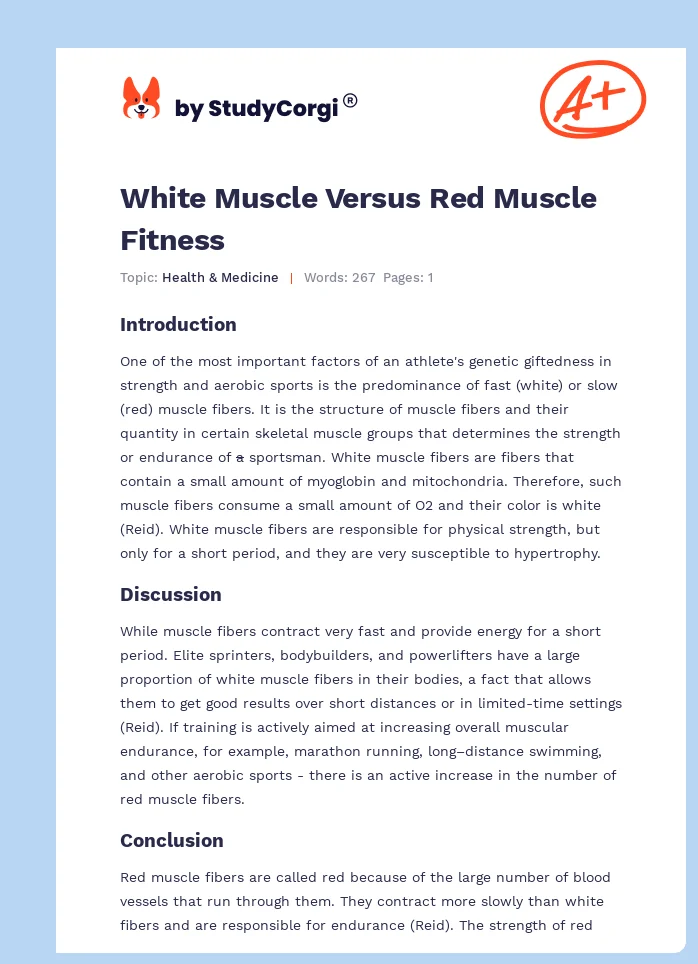 White Muscle Versus Red Muscle Fitness. Page 1