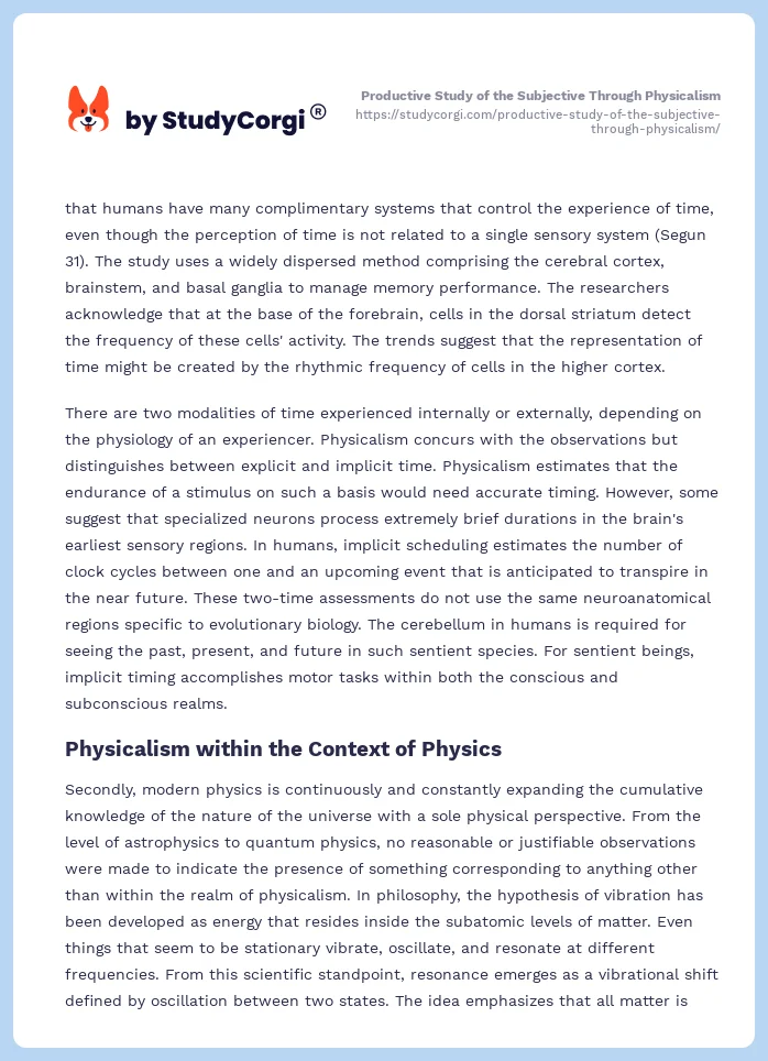 Productive Study of the Subjective Through Physicalism. Page 2