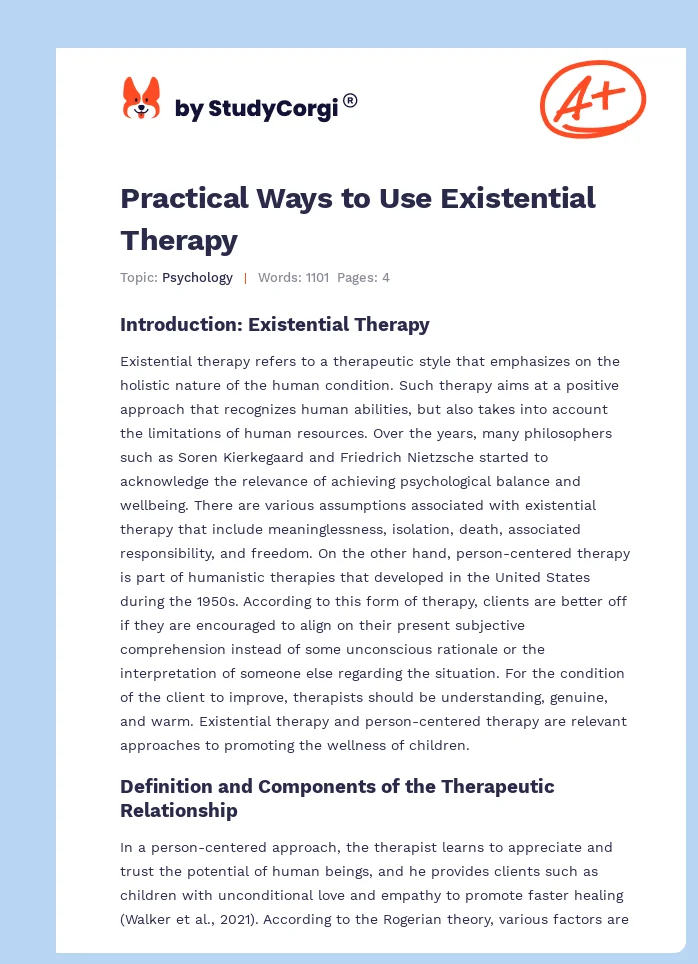 Practical Ways to Use Existential Therapy. Page 1