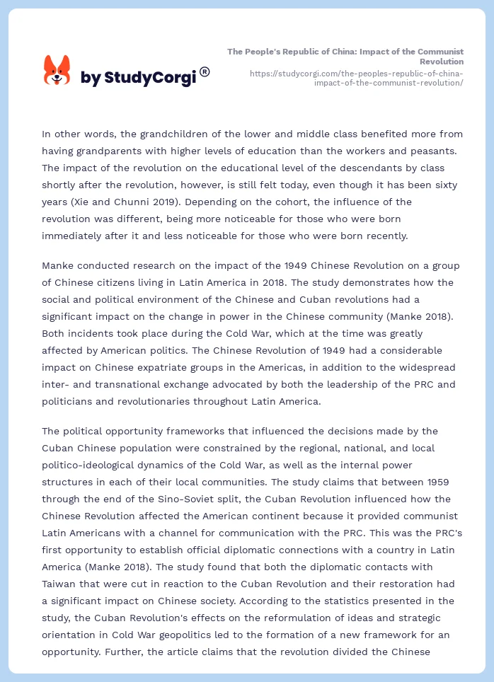The People's Republic of China: Impact of the Communist Revolution. Page 2