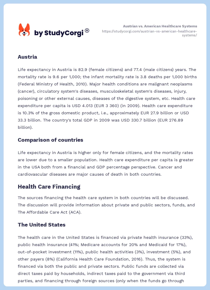 Austrian vs. American Healthcare Systems. Page 2