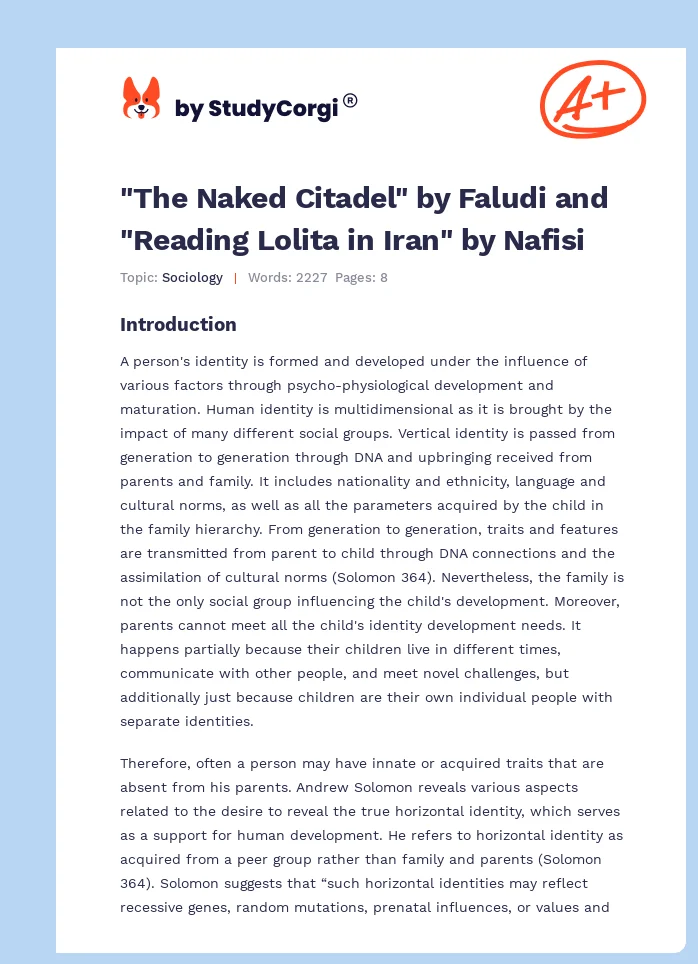 "The Naked Citadel" by Faludi and "Reading Lolita in Iran" by Nafisi. Page 1