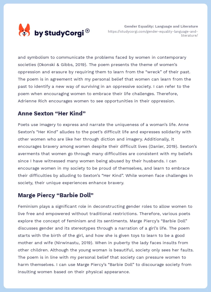 Gender Equality: Language and Literature. Page 2