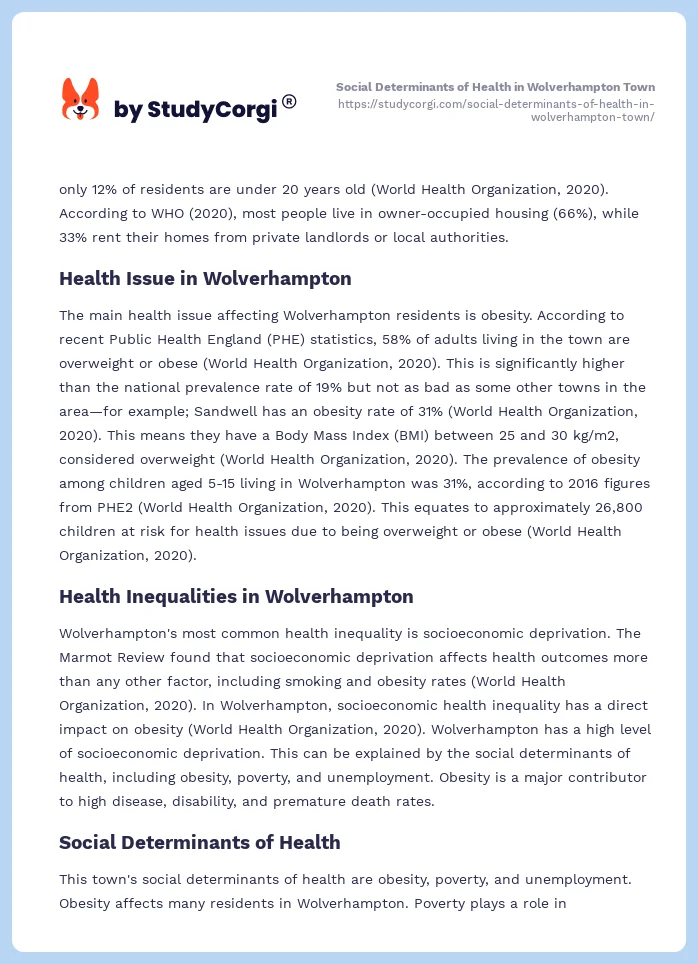 Social Determinants of Health in Wolverhampton Town. Page 2