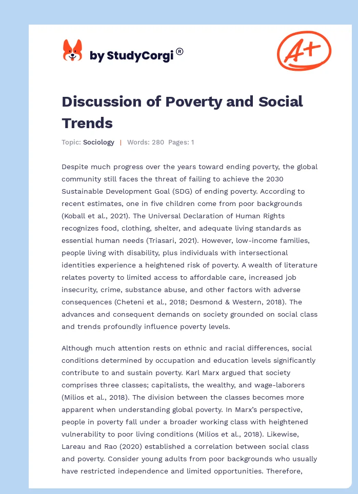Discussion of Poverty and Social Trends. Page 1