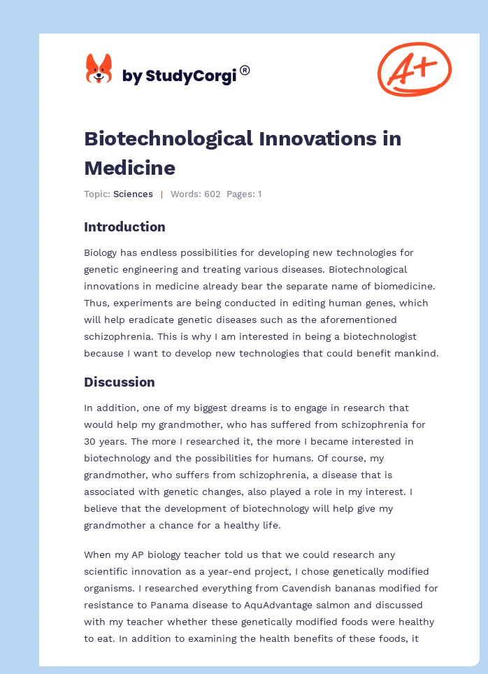 Biotechnological Innovations in Medicine. Page 1