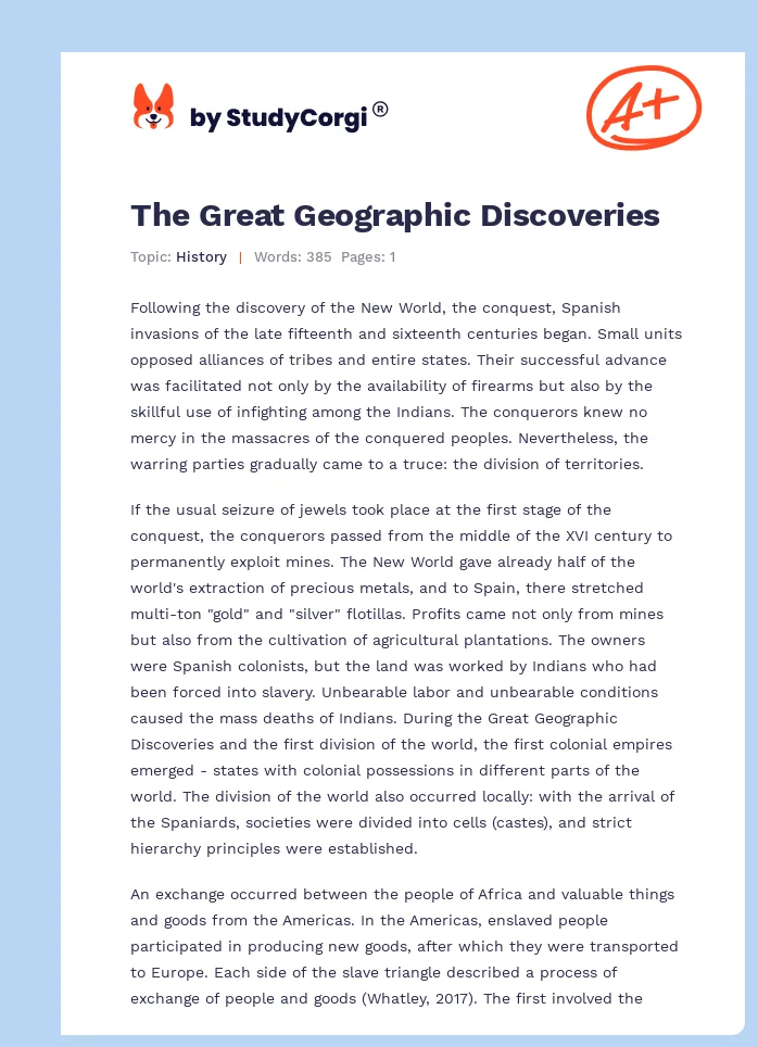 The Great Geographic Discoveries. Page 1