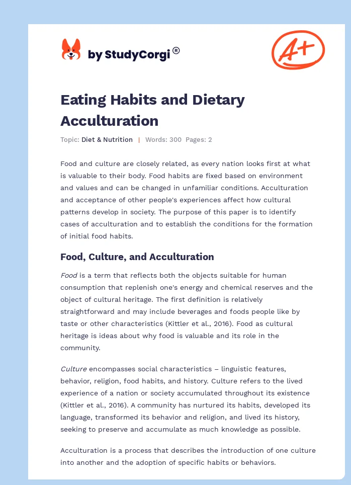Eating Habits and Dietary Acculturation. Page 1