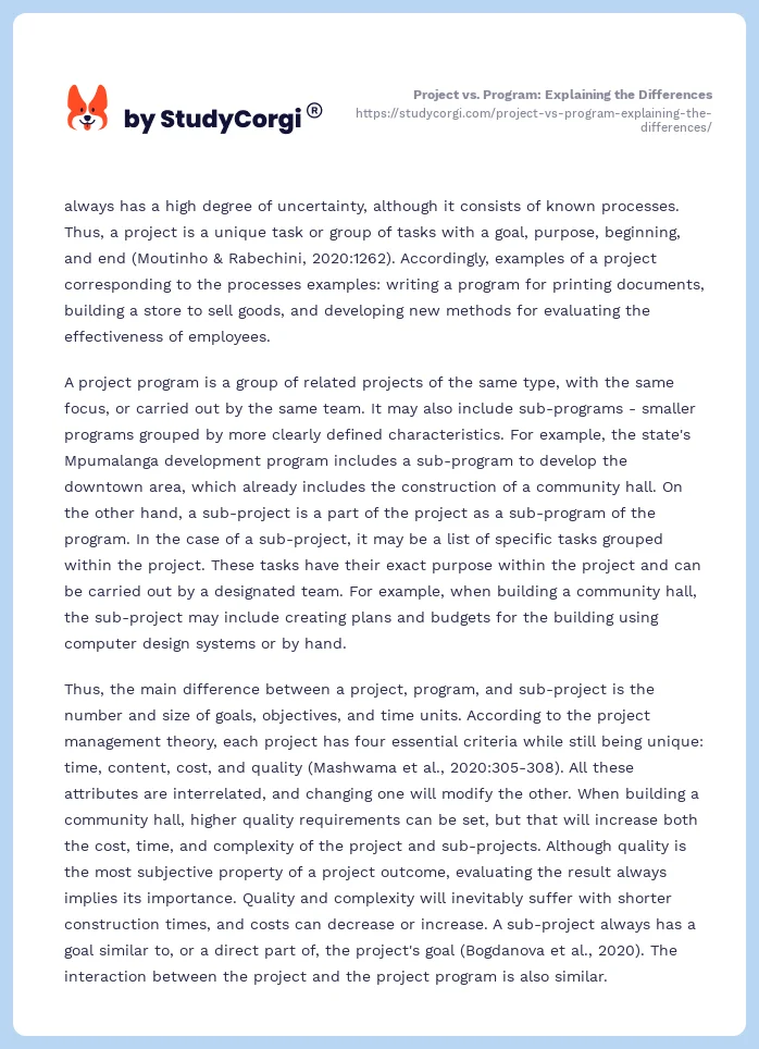 Project vs. Program: Explaining the Differences. Page 2