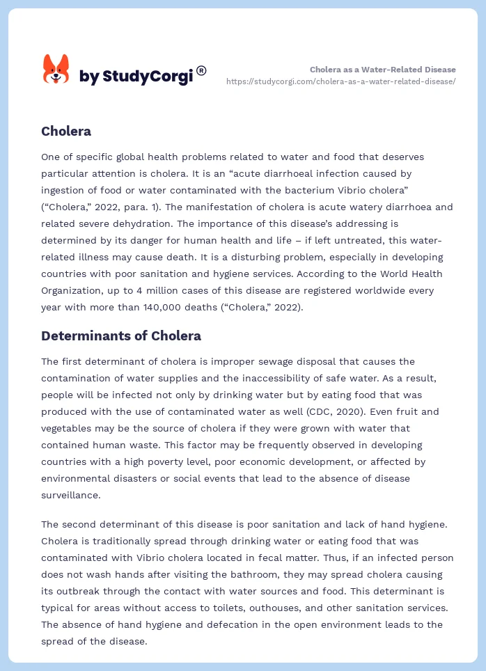 Cholera as a Water-Related Disease. Page 2