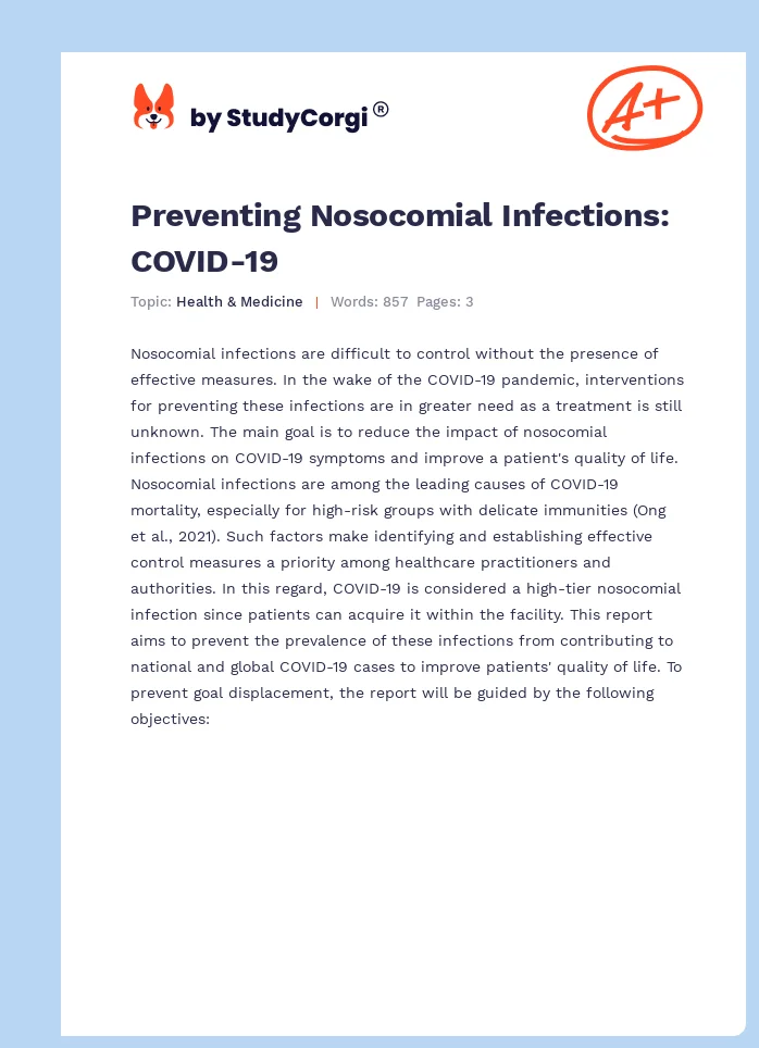 Preventing Nosocomial Infections: COVID-19. Page 1