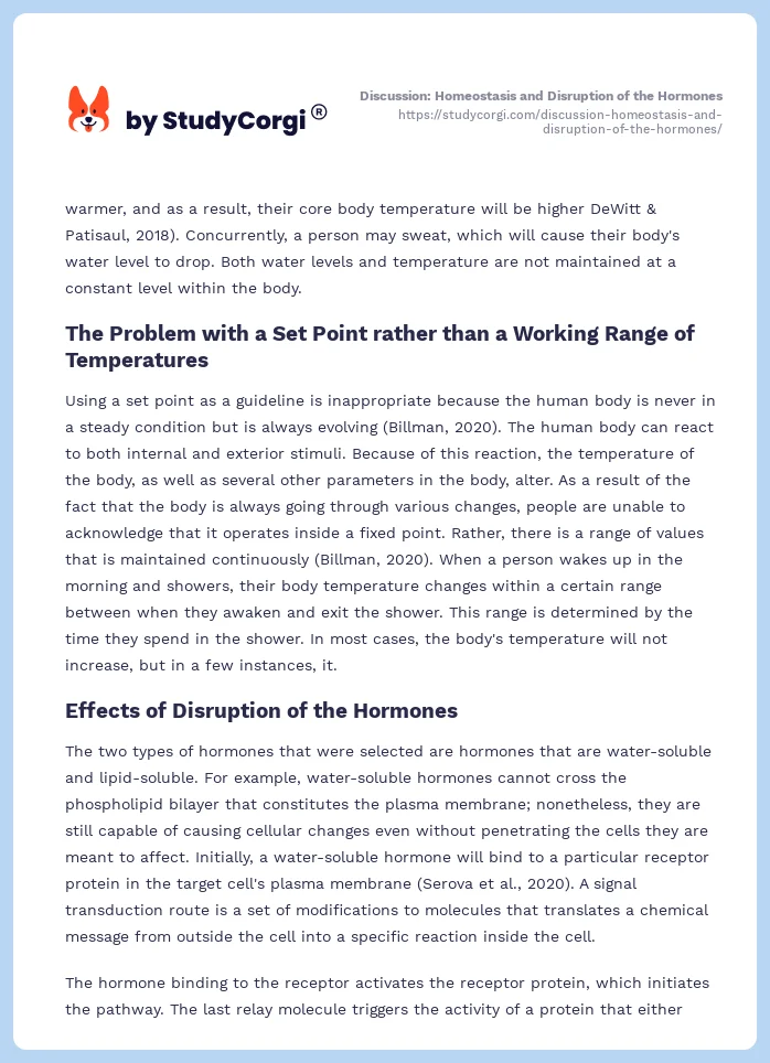 Discussion: Homeostasis and Disruption of the Hormones. Page 2