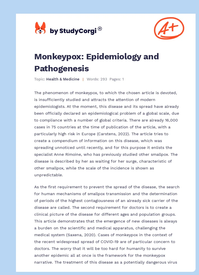 Monkeypox: Epidemiology and Pathogenesis. Page 1