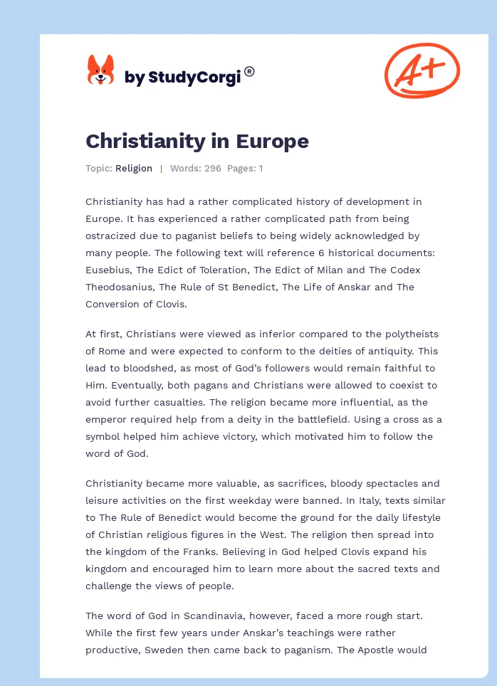 Christianity in Europe. Page 1