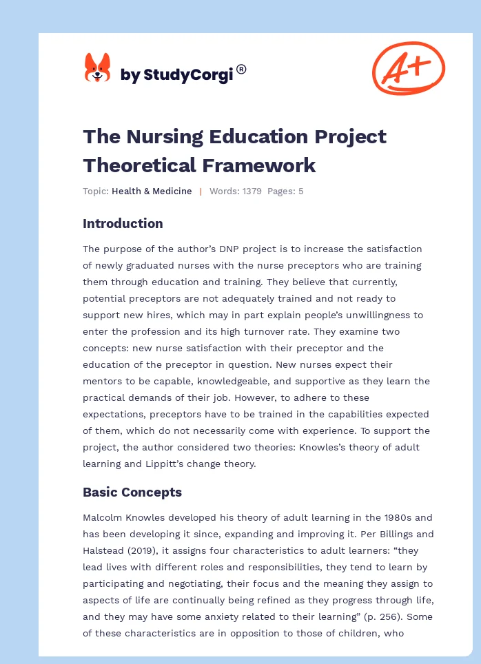 The Nursing Education Project Theoretical Framework. Page 1