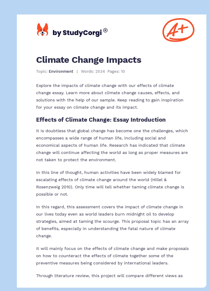 Climate Change Impacts. Page 1