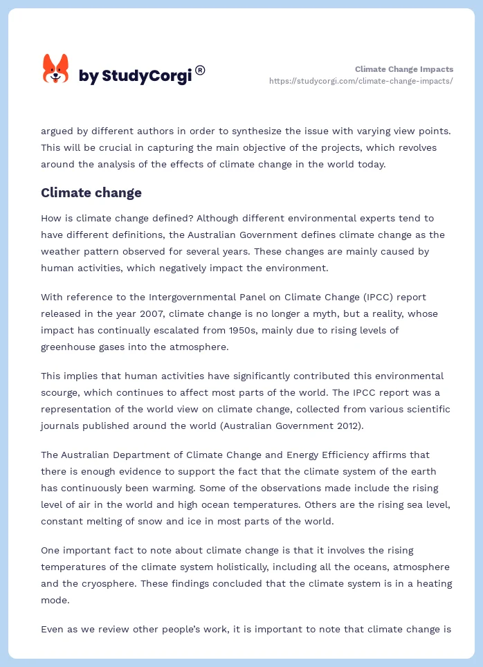 Climate Change Impacts. Page 2