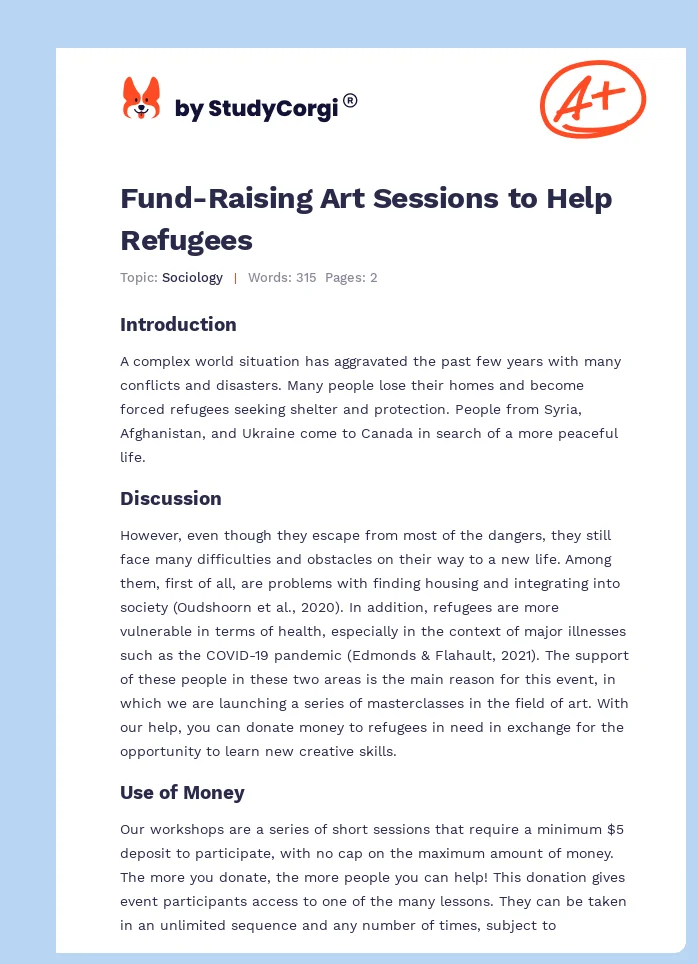 Fund-Raising Art Sessions to Help Refugees. Page 1