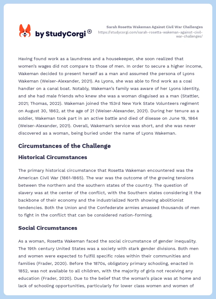 Sarah Rosetta Wakeman Against Civil War Challenges. Page 2