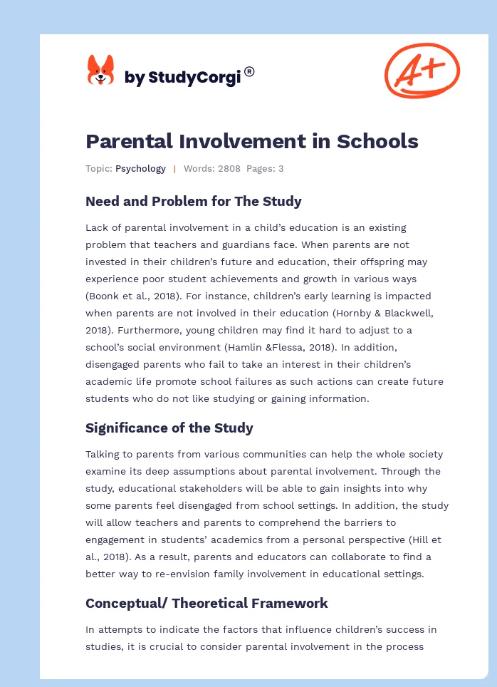 Parental Involvement in Schools. Page 1