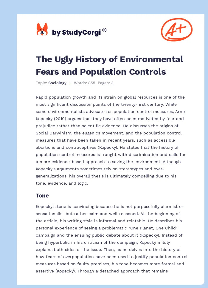 The Ugly History of Environmental Fears and Population Controls. Page 1
