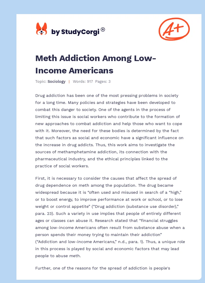 Meth Addiction Among Low-Income Americans. Page 1
