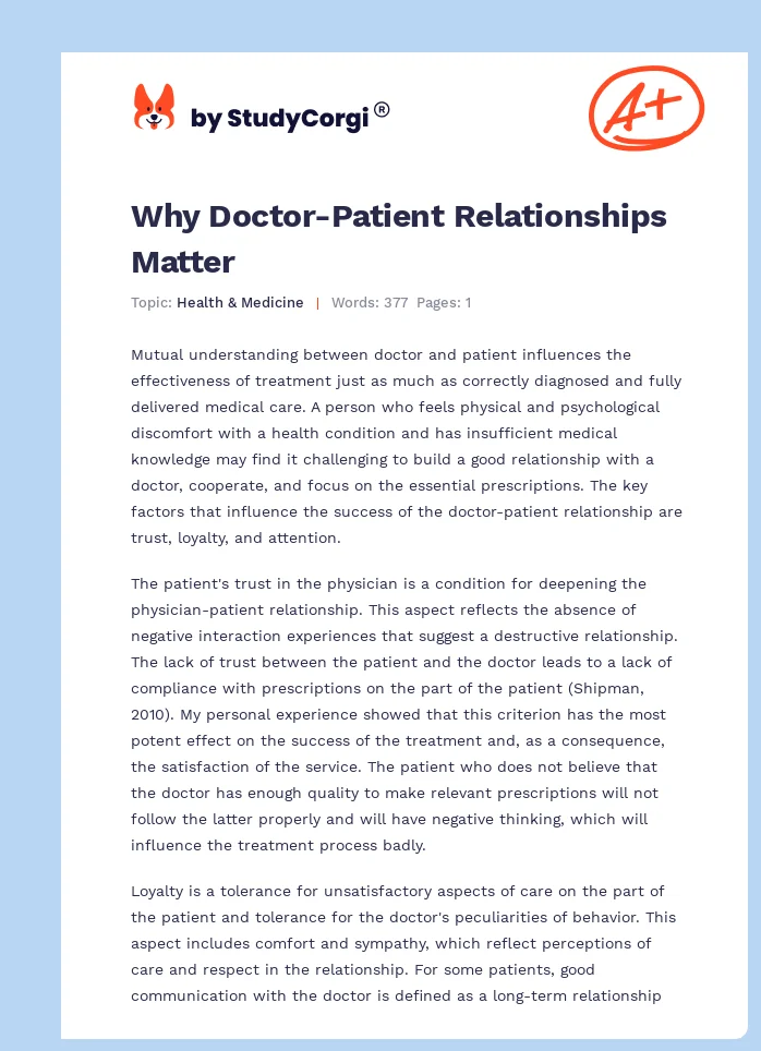 Why Doctor-Patient Relationships Matter. Page 1