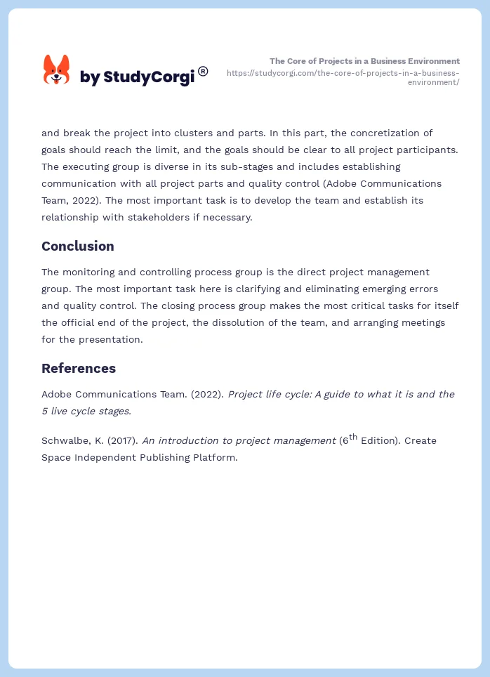 The Core of Projects in a Business Environment. Page 2