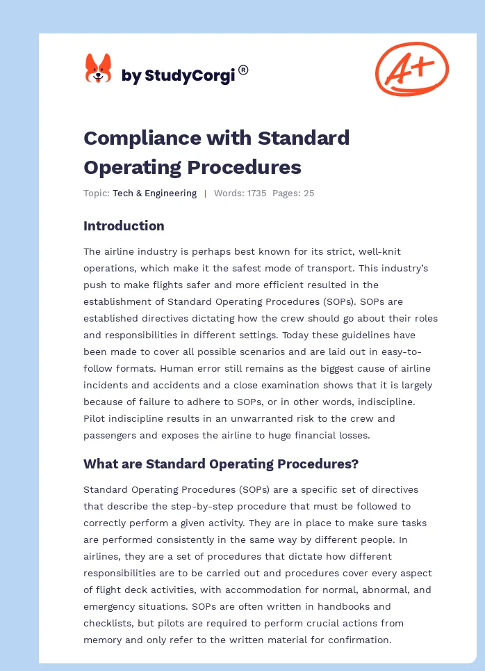 Compliance with Standard Operating Procedures. Page 1