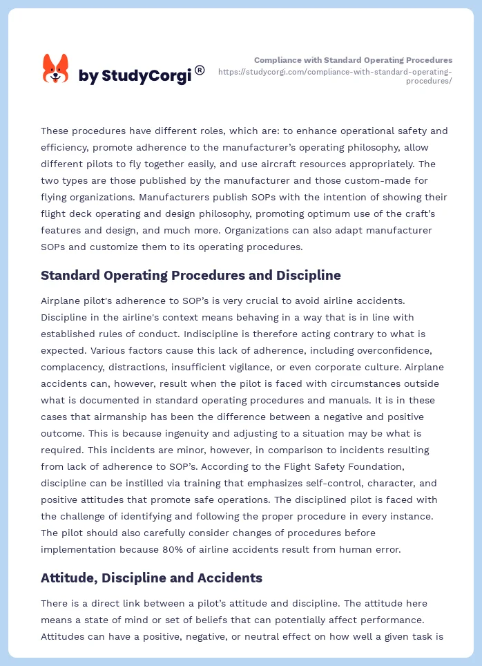 Compliance with Standard Operating Procedures. Page 2