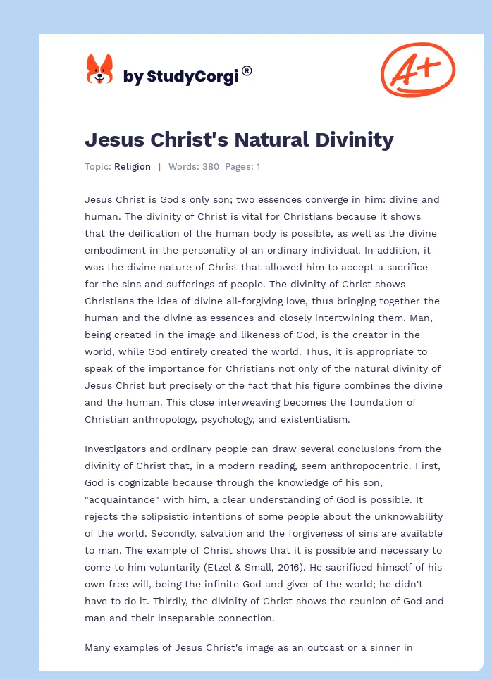 Jesus Christ's Natural Divinity. Page 1