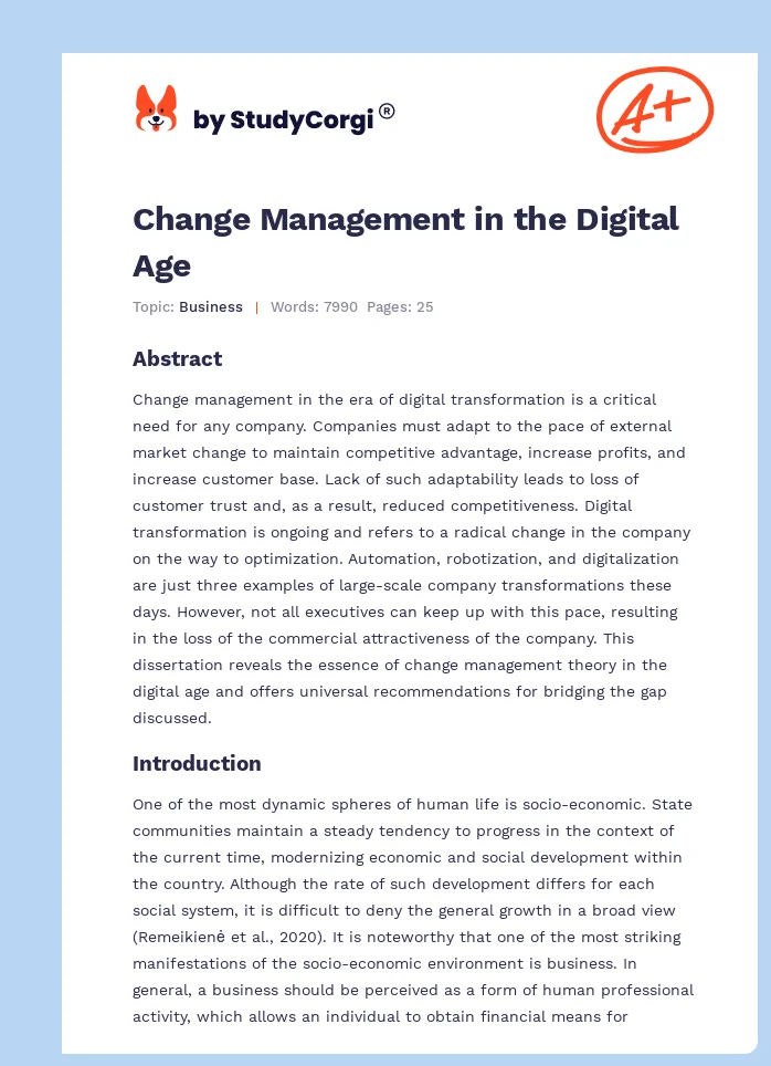 Change Management in the Digital Age. Page 1