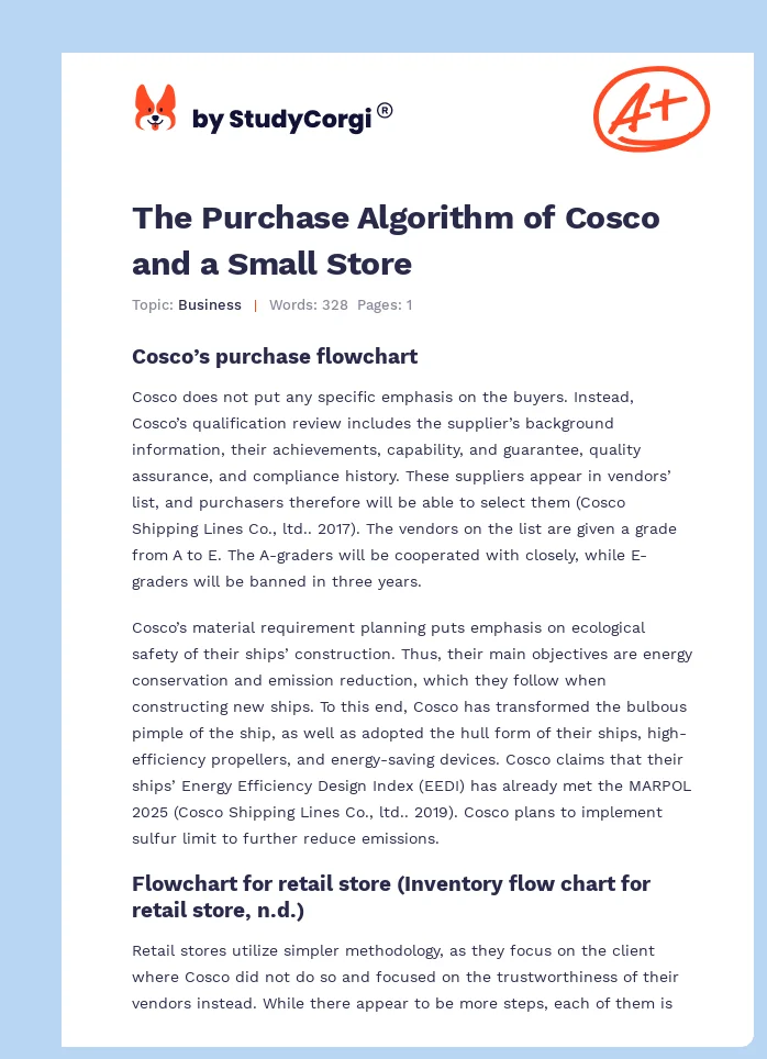 The Purchase Algorithm of Cosco and a Small Store. Page 1