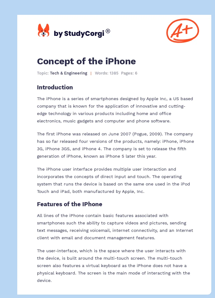 Concept of the iPhone. Page 1